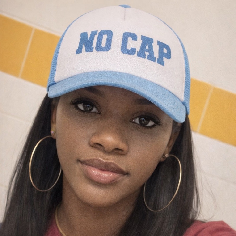Blue and White Foam Trucker Hat